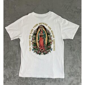 DGK Shirt Mens Medium White Our Lady of Guadalupe Virgin Mary Graphic Rose Skate